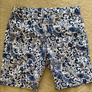Coral Bay Blue and White Paisley Floral Bermudas